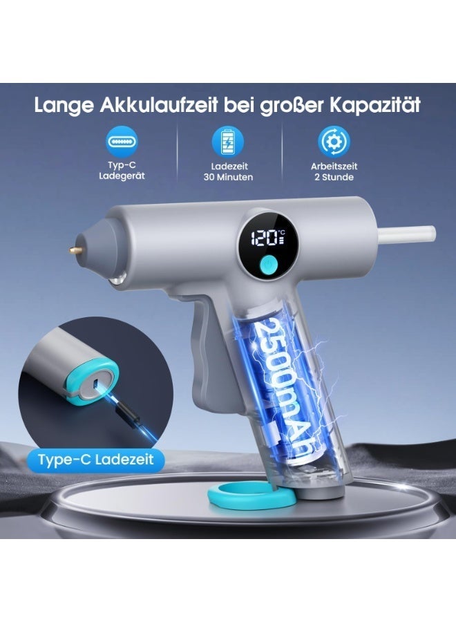 أوشيما بندقية الغراء الساخنة ، التدفئة السريعة اللاسلكية مع 22 قطعة من عصا الغراء الساخنة ، 7 مم ، شحن النوع C للهدايا ، المدرسة ، DIY ، الحرف اليدوية والإصلاحات في المنزل والمكتب ، الأسلحة الحرف اليدوية / الفنون DIY / البطاقة / البلاستيك / الخشب - Image 3